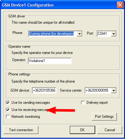 checked use for sms receiving checkbox checked use for sms receiving checkbox