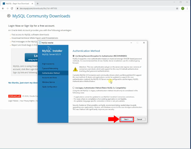 Select Authentication method
